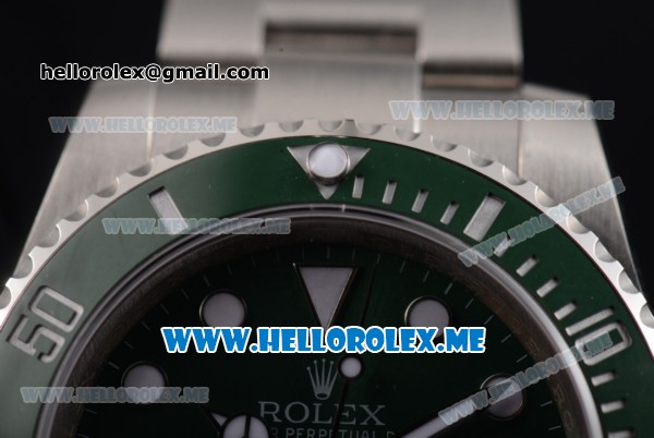 Rolex Submariner Clone Rolex 3135 Automatic Stainless Steel Case/Bracelet with Green Dial and Dot Markers - 1:1 Original (GF) - Click Image to Close